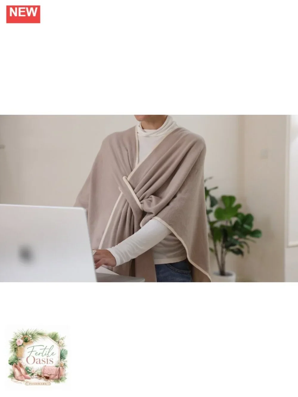 Soft Viscose Knit Poncho Shawl Wrap with Buttons | Cozy Cape for Women